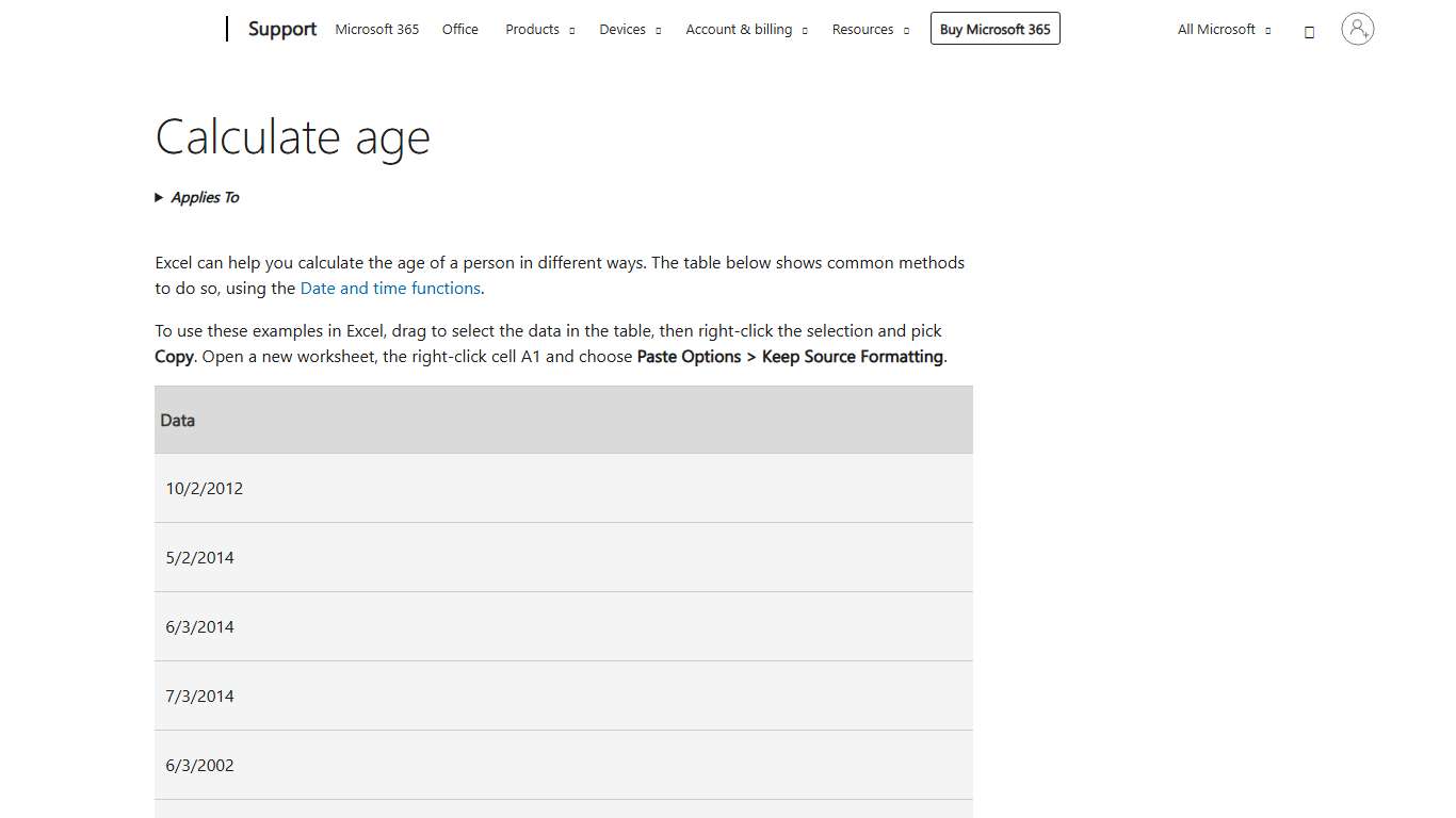 Calculate age - Microsoft Support