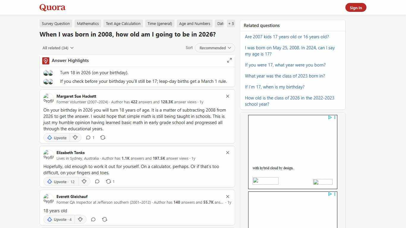 When I was born in 2008, how old am I going to be in 2026? - Quora